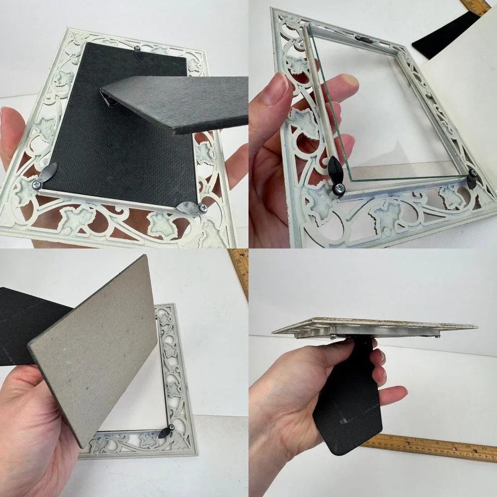 Vtg 90s Connoisseur Ivy Cream Gold Accents Metal Picture Photo Frame Tabletop